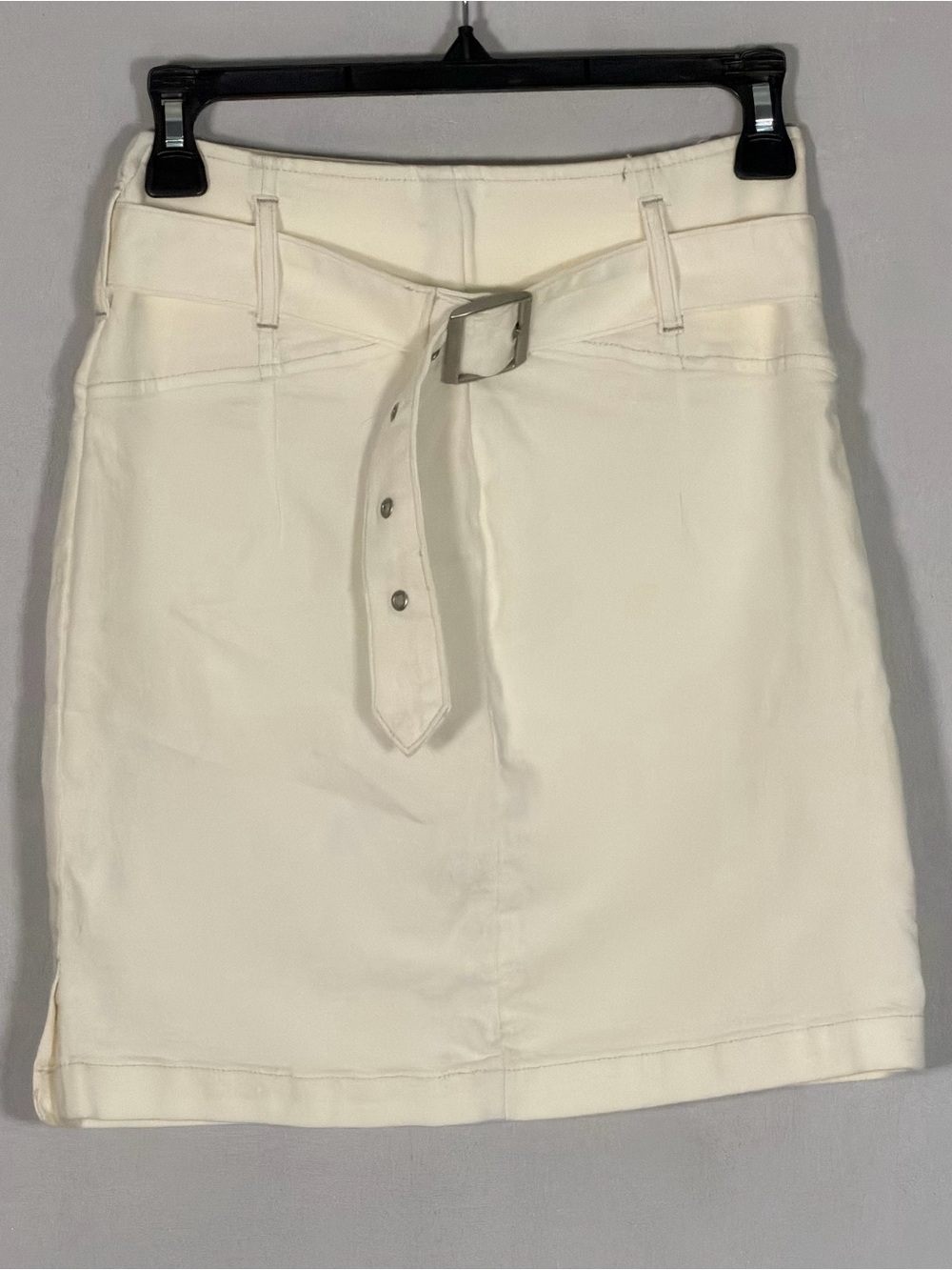 Free People Ivory Belted Mini Skirt Size 4 High Rise Back Zip Pockets Boho